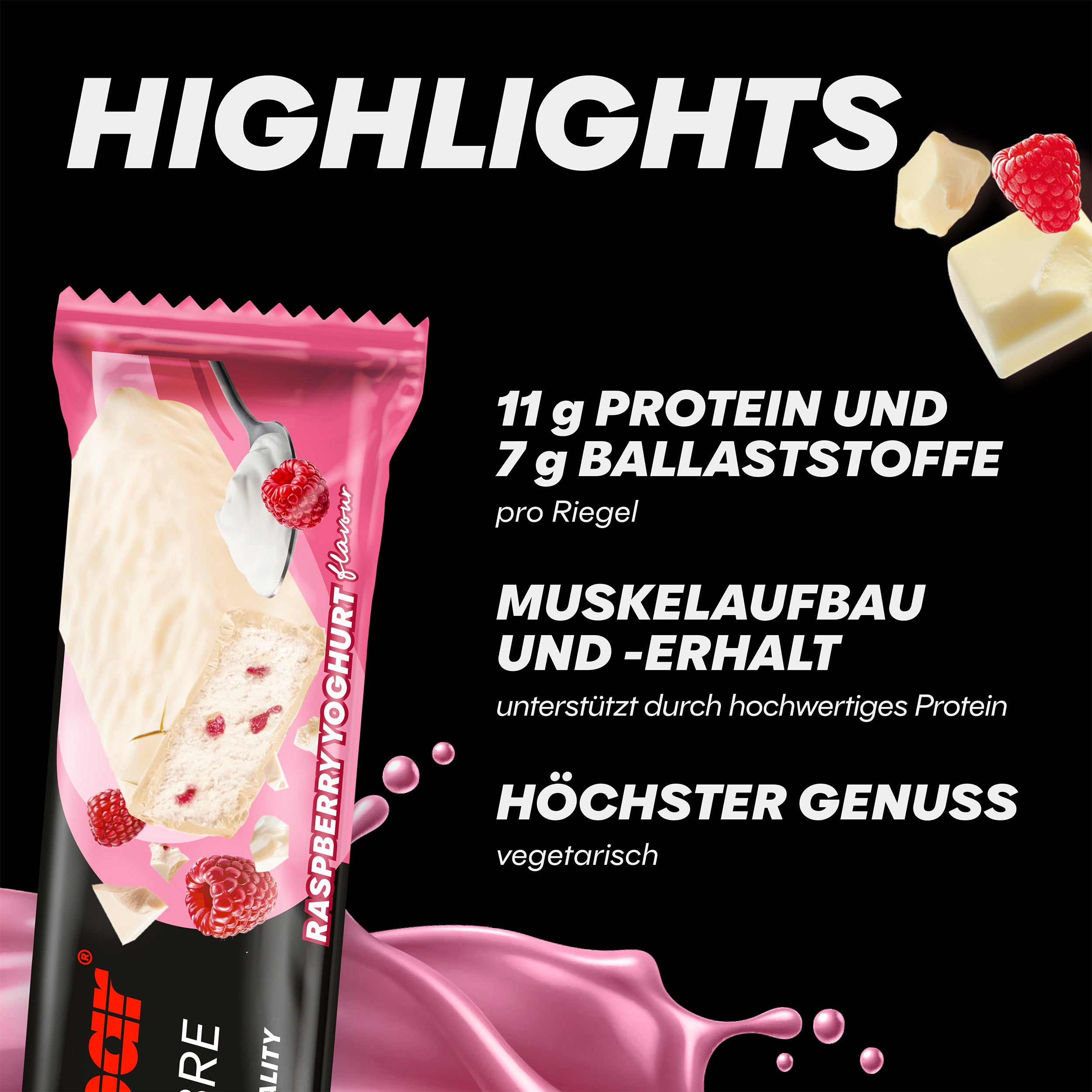 highlight image for Protein Plus Fibre Raspberry Yoghurt - 1 Box (16 x 35g)