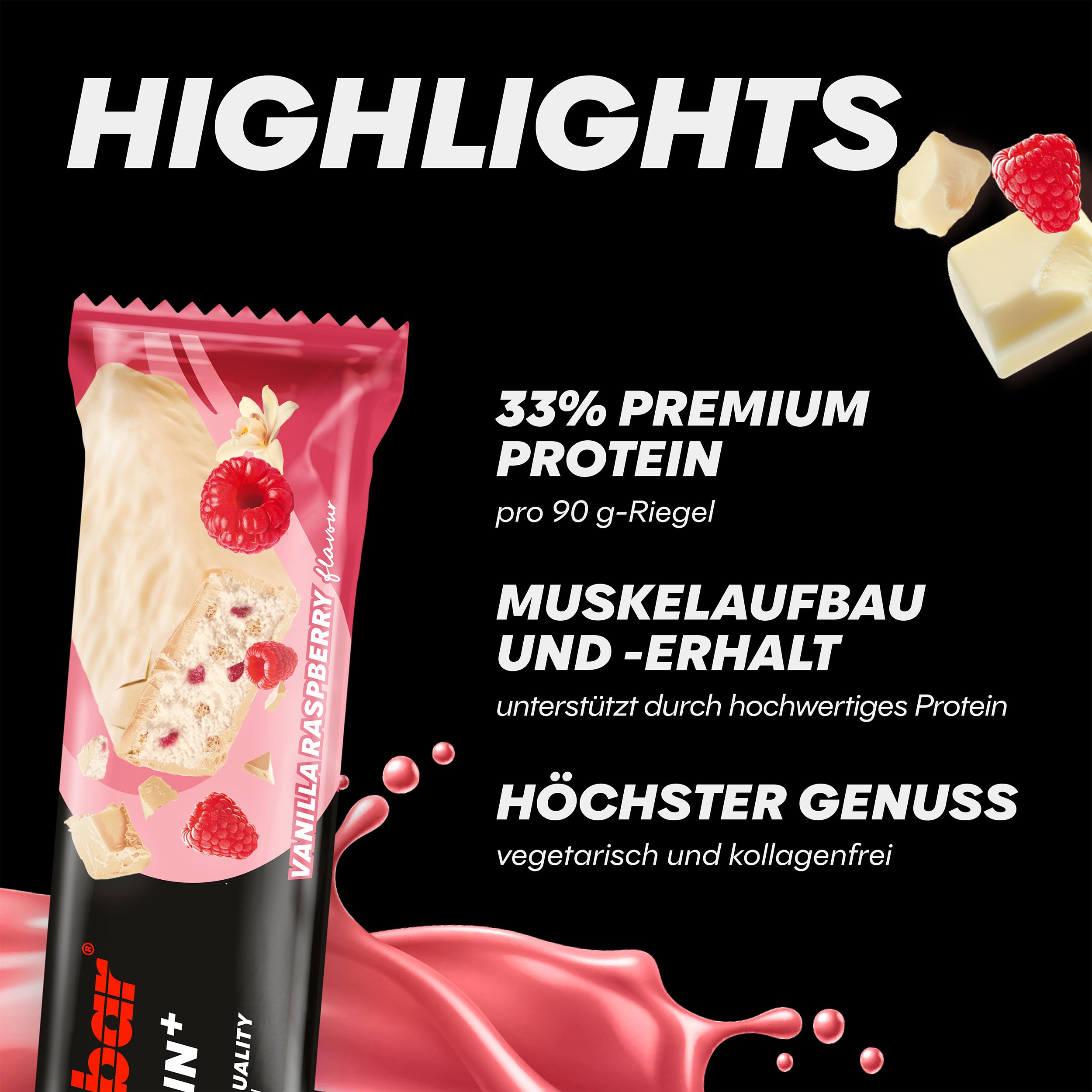 highlight image for 33% Protein Plus - 1 Box (10 x 90g) Vanilla-Raspberry