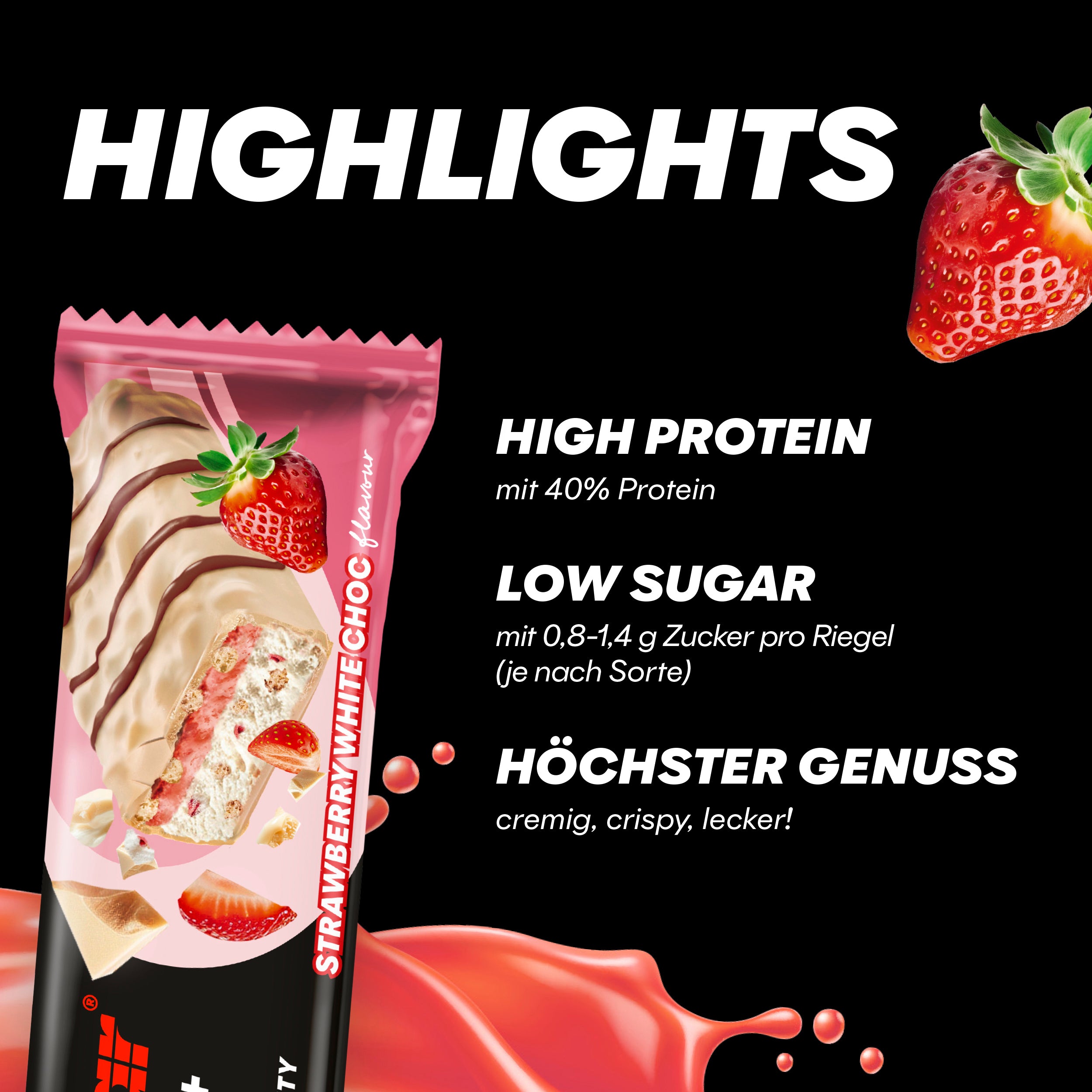 highlight image for 40% Protein+ Crisp - 1 Box (12 x 40g) White Choc Strawberry