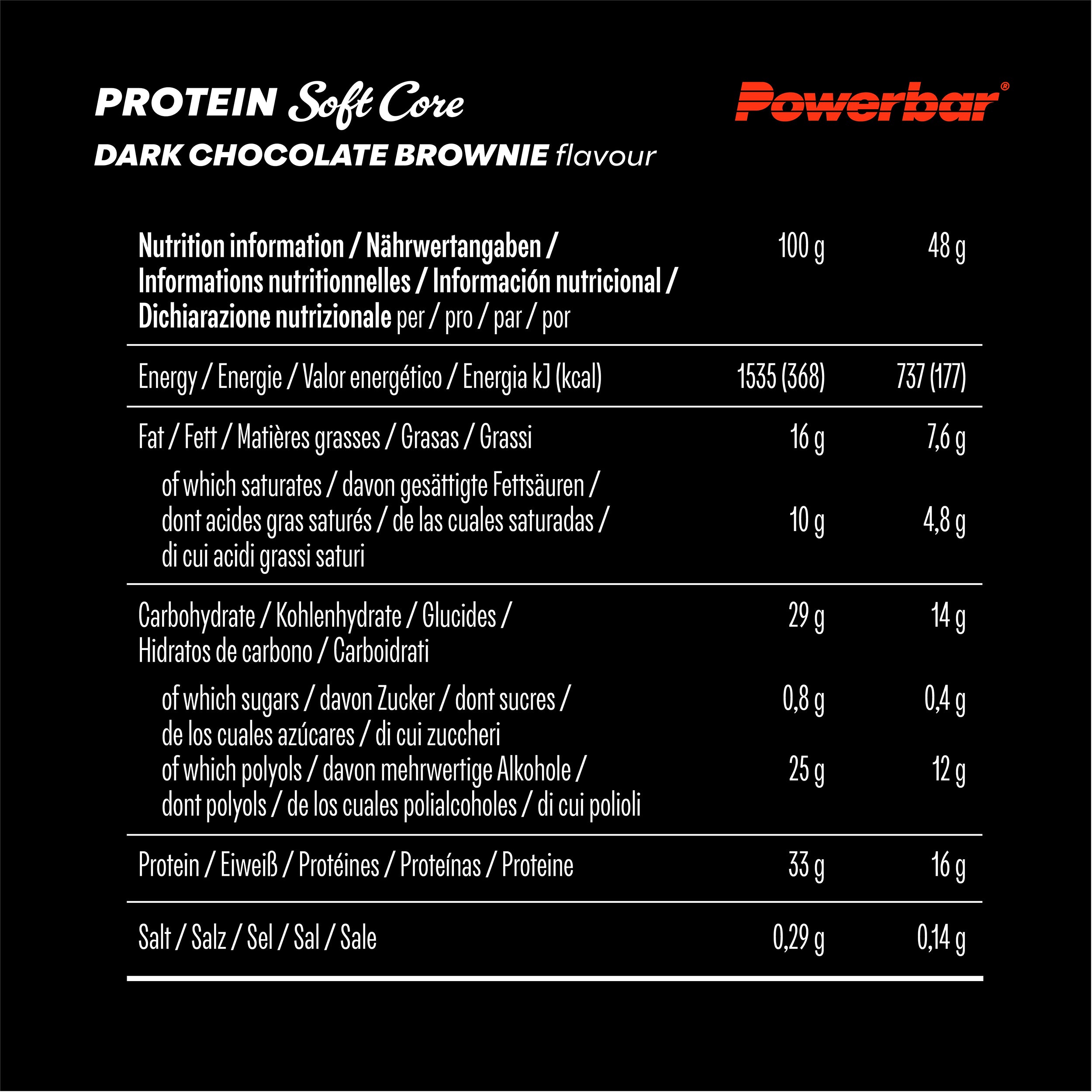 nutrition image for Protein Soft Core - 1 Box (12 x 48g) Dark Chocolate Brownie
