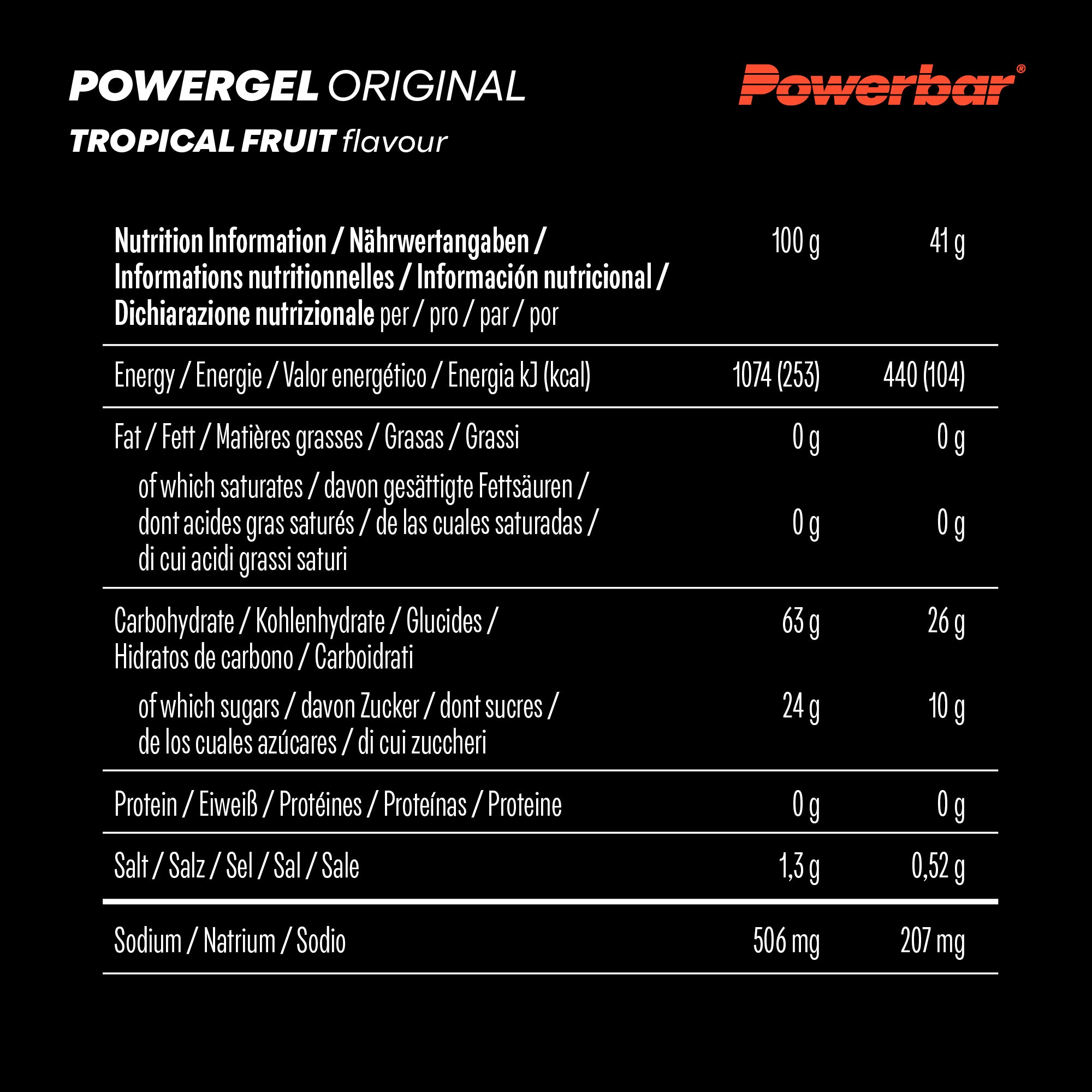 nutrition image for Powergel Original - 1 Box (24 x 41g) Tropical Fruit