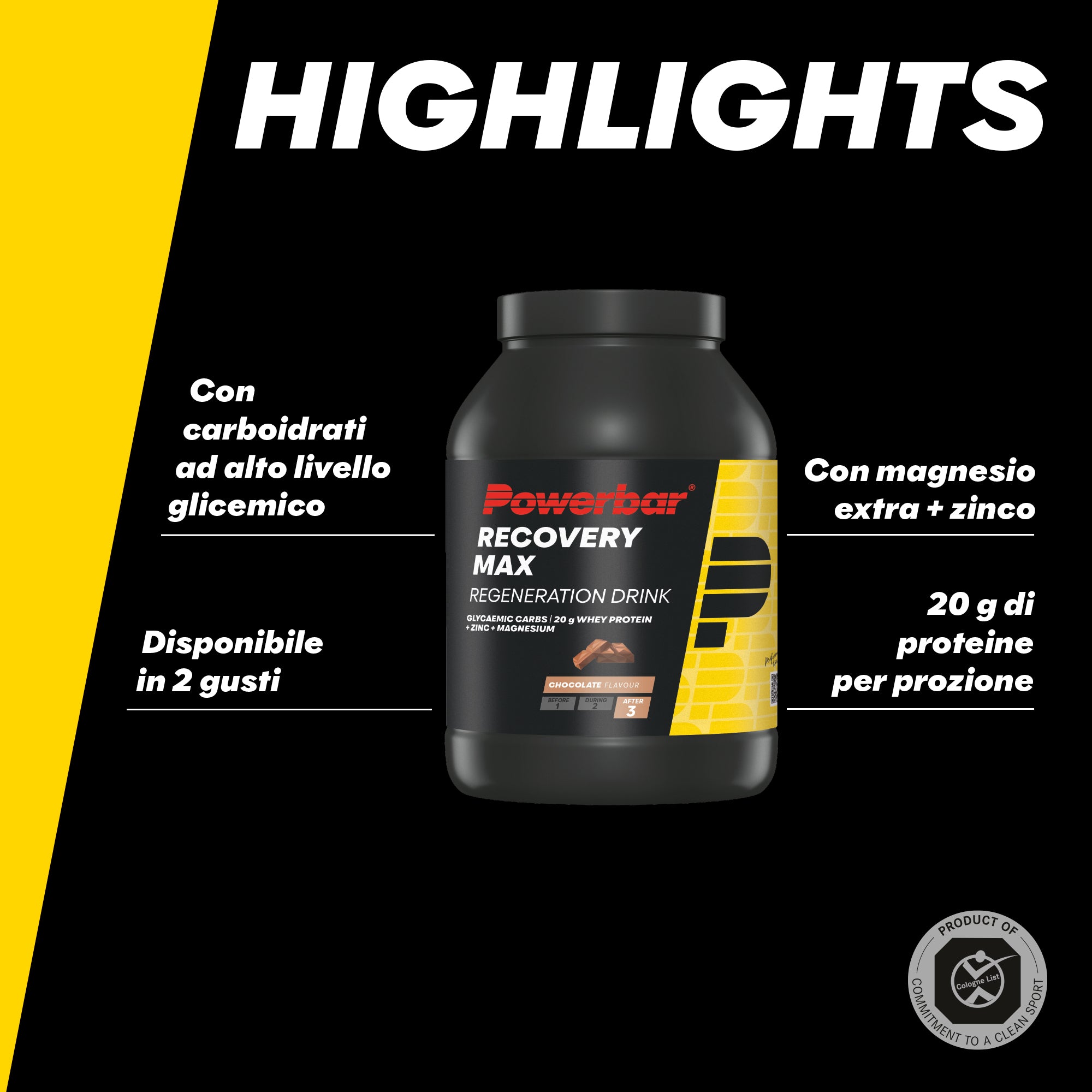 highlight image for Recovery Max - Bevanda rigenerante con proteine del siero di latte, carboidrati, magnesio e zinco