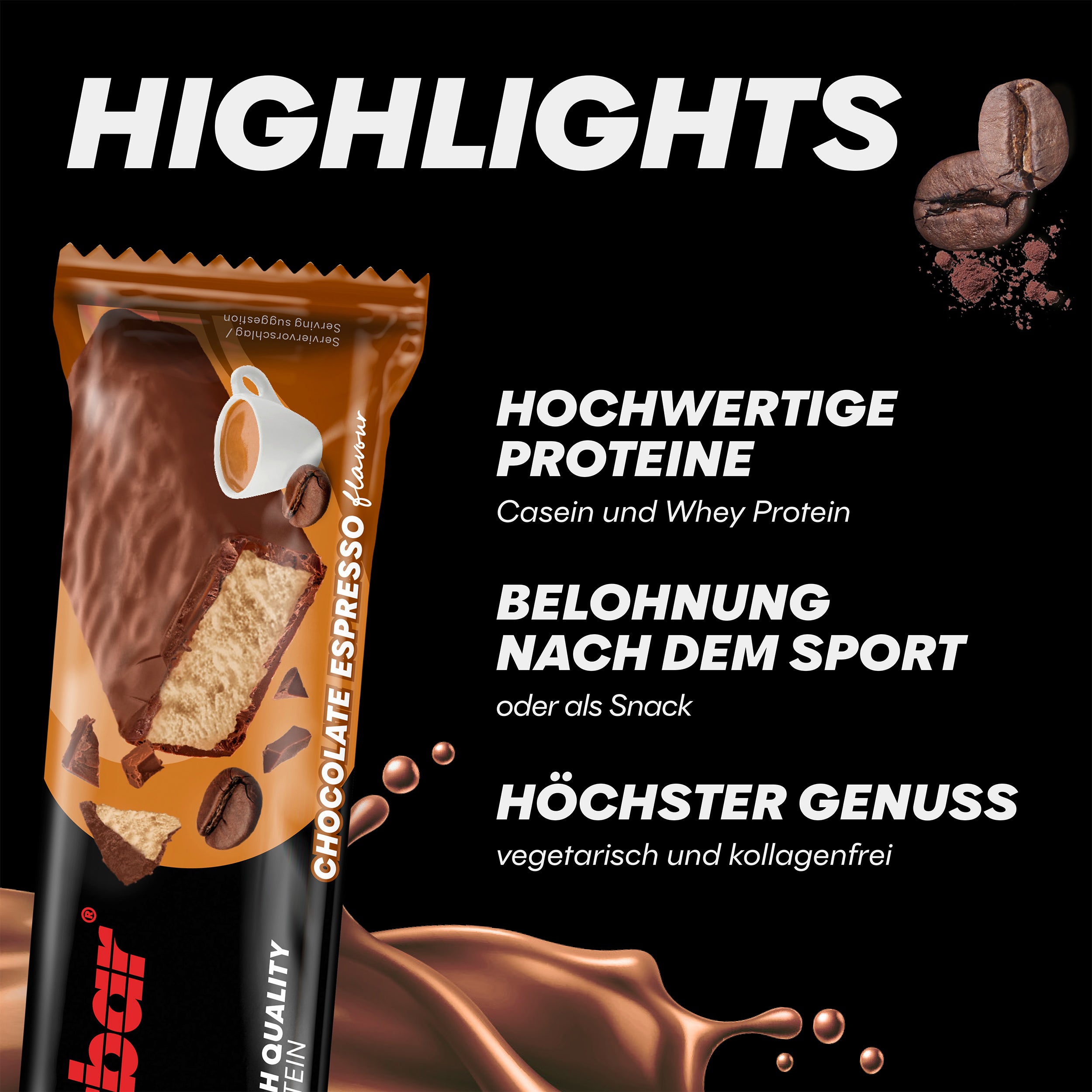 highlight image for Protein+ Low in Sugars - 1 Box (16 x 35g) Chocolate Espresso