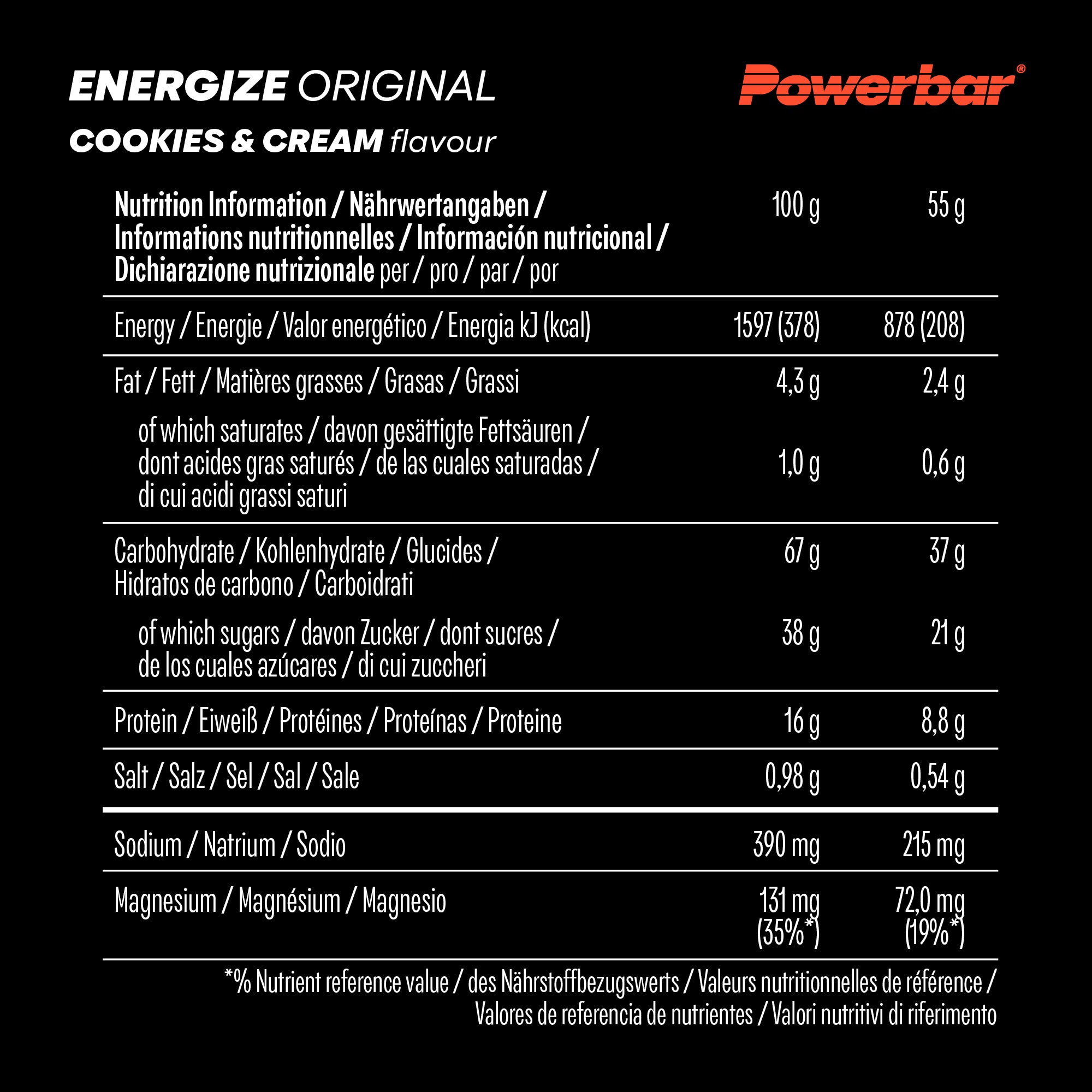 nutrition image for Energize Original - 1 Box (15 x 55g) Cookies & Cream