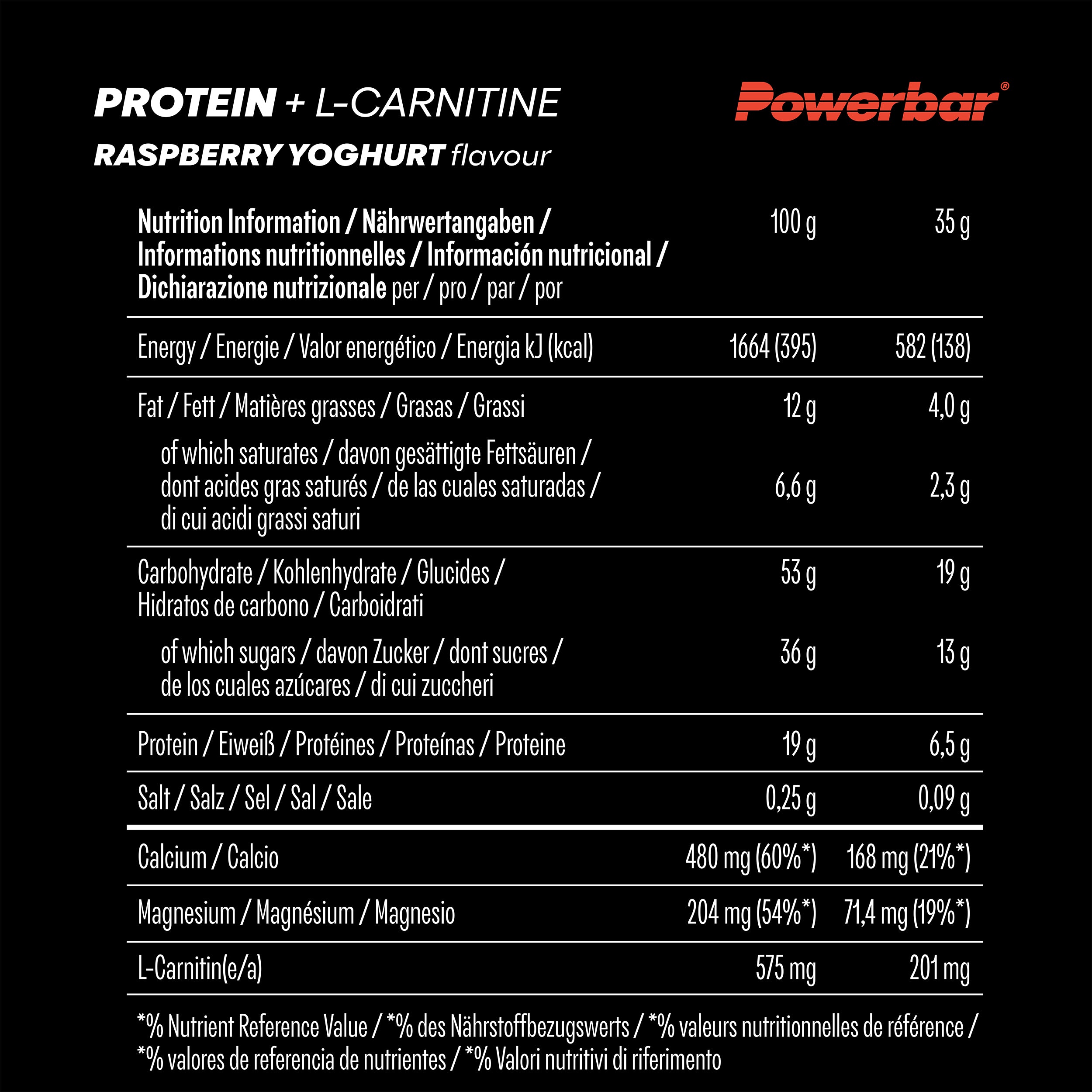 nutrition image for Protein+ L-Carnitine - 1 Box (30 x 35g) Raspberry-Yoghurt