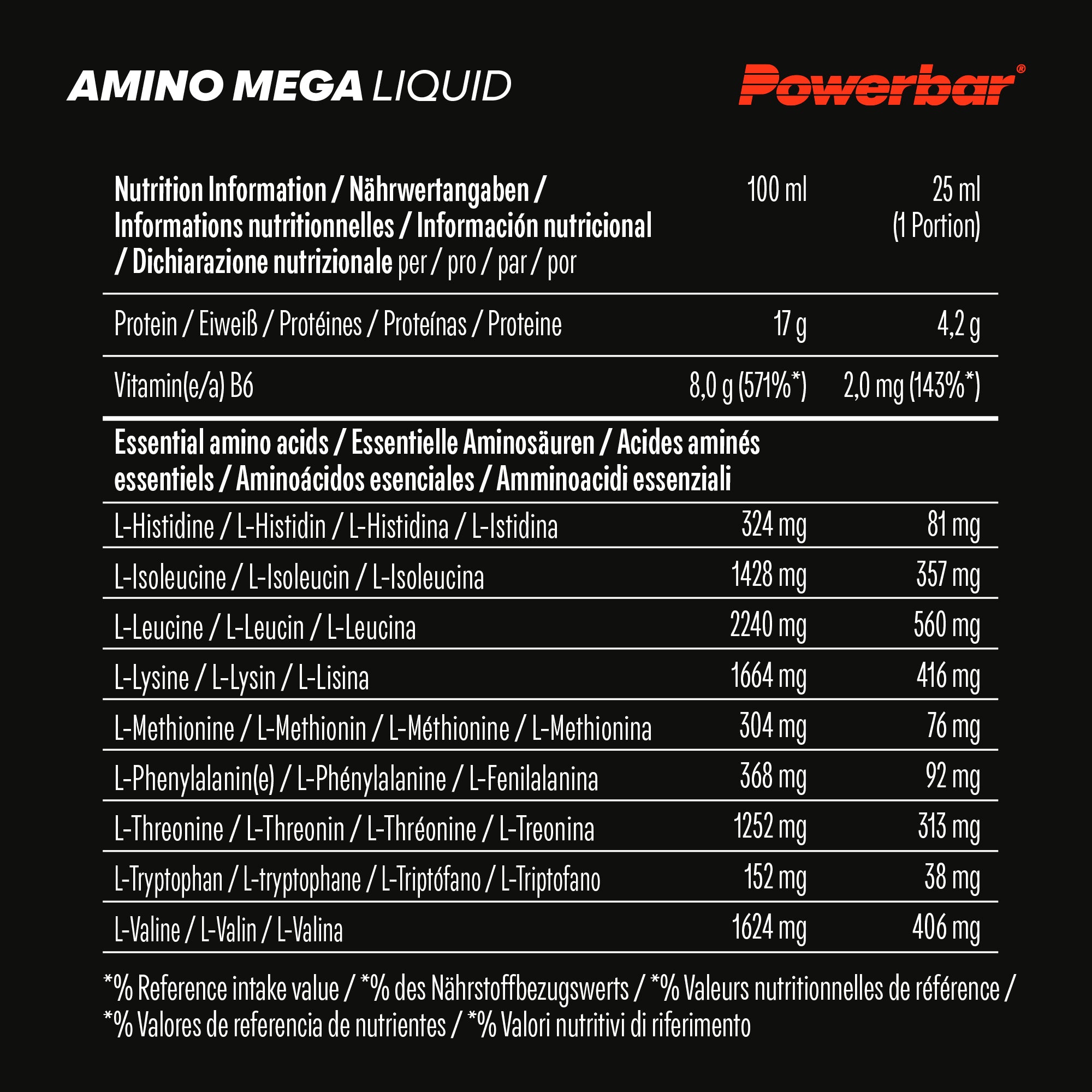nutrition image for Black Line Amino Mega Liquid - 1 Box (20 x 25ml) Neutral