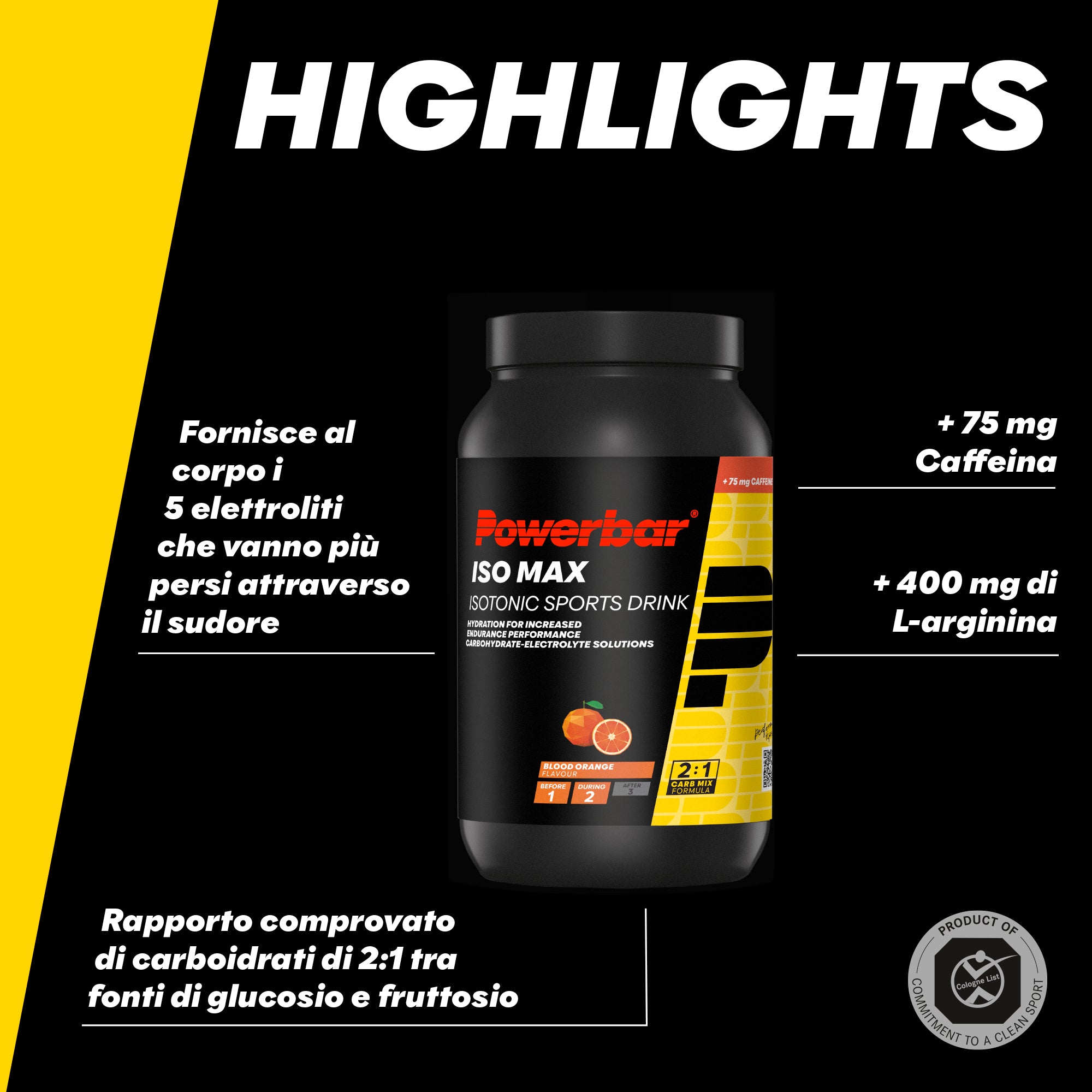 highlight image for Iso Max - Bevanda energetica isotonica - 5 elettroliti + caffeina