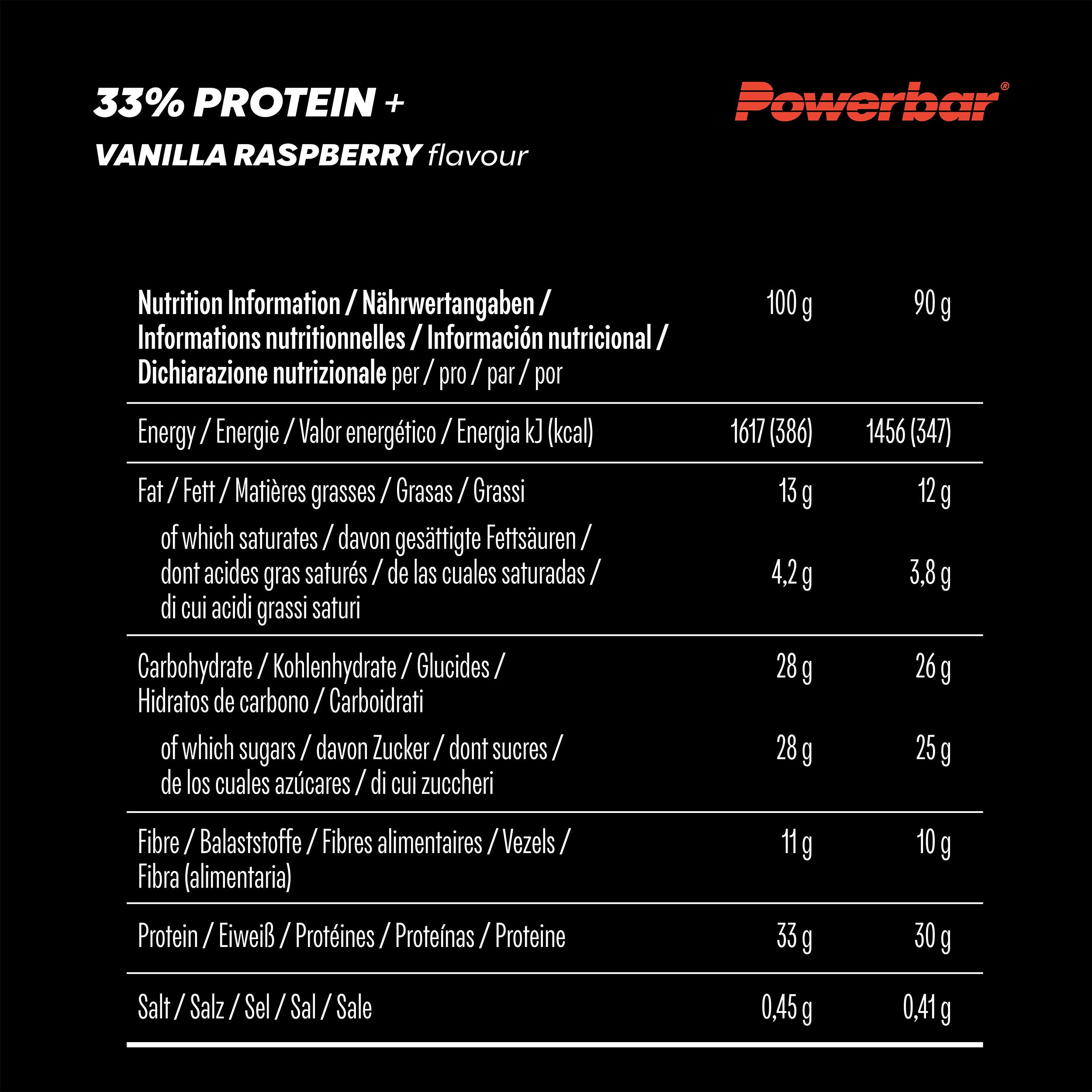 nutrition image for 33% Protein Plus - 1 Box (10 x 90g) Vanilla-Raspberry