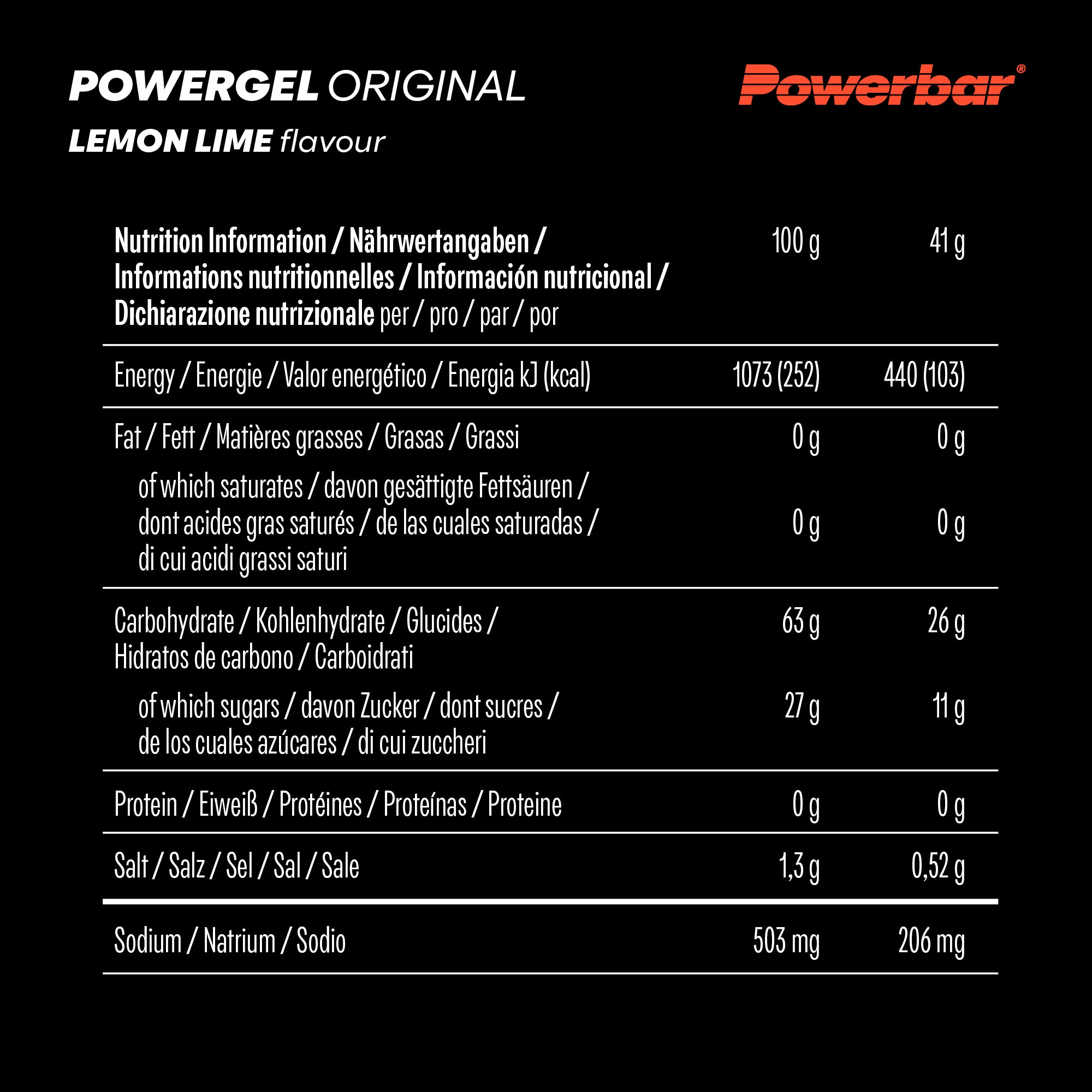 nutrition image for Powergel Original - 1 Box (24 x 41g) Lemon Lime