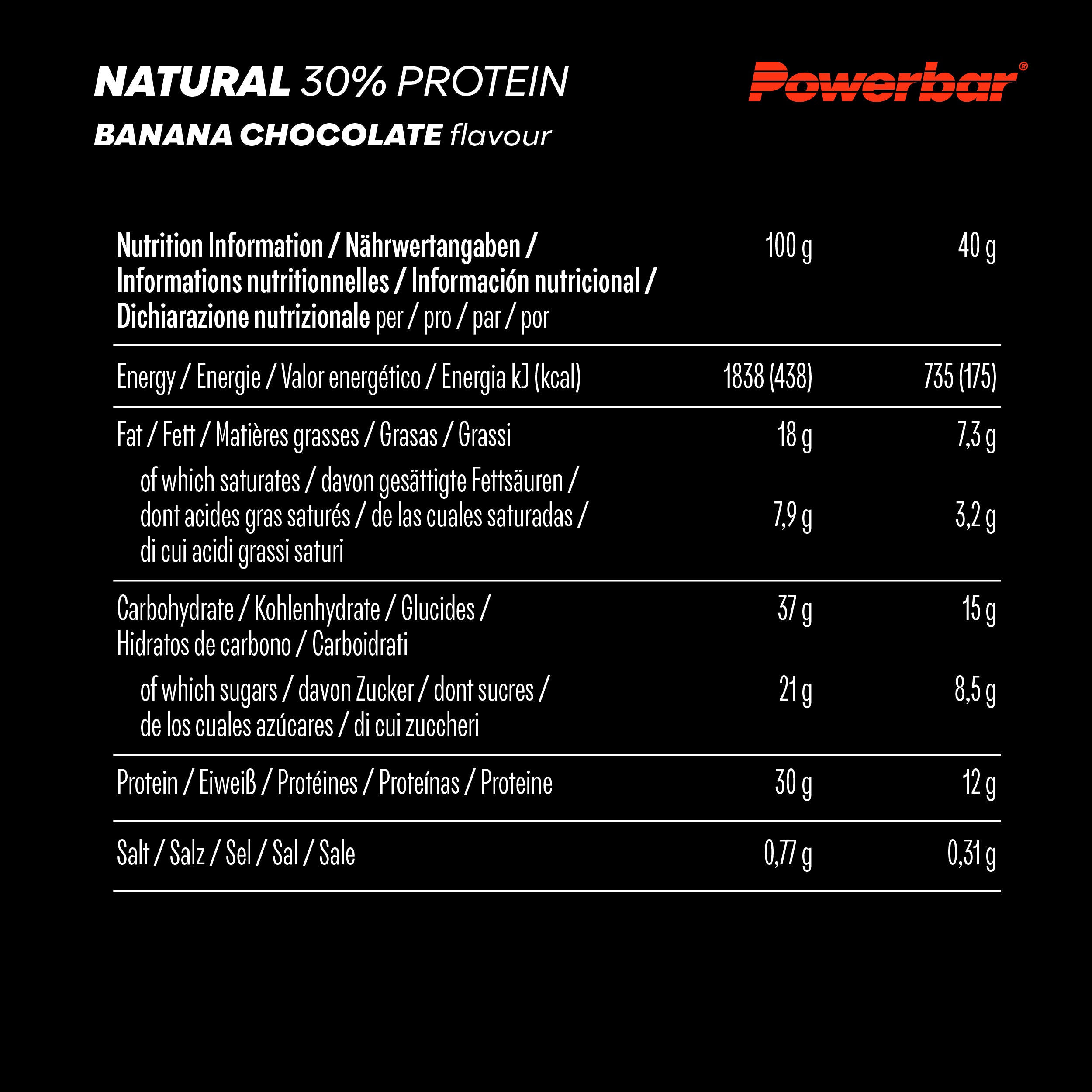 nutrition image for Natural Protein - 1 Box (18 x 40g) Banana Chocolate