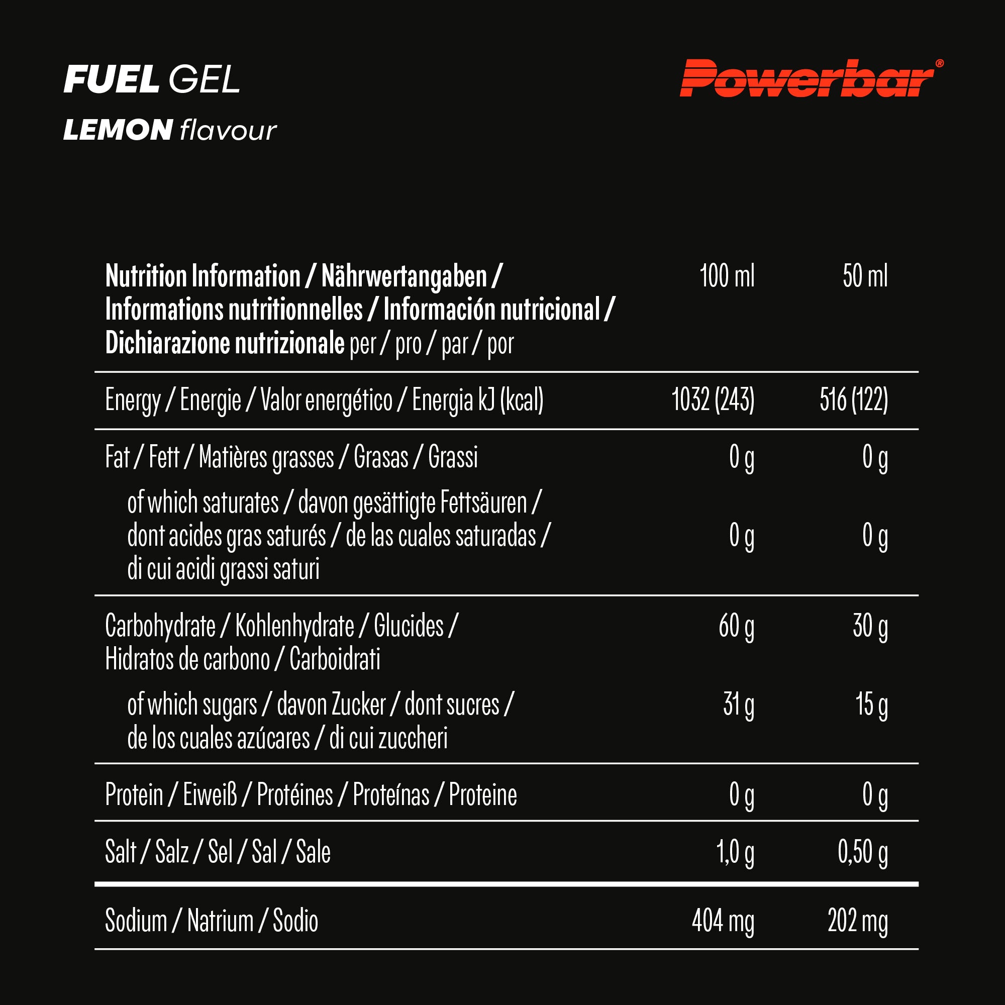 nutrition image for Fuel Gel 30 - 4 Gels (4x50ml) Lemon