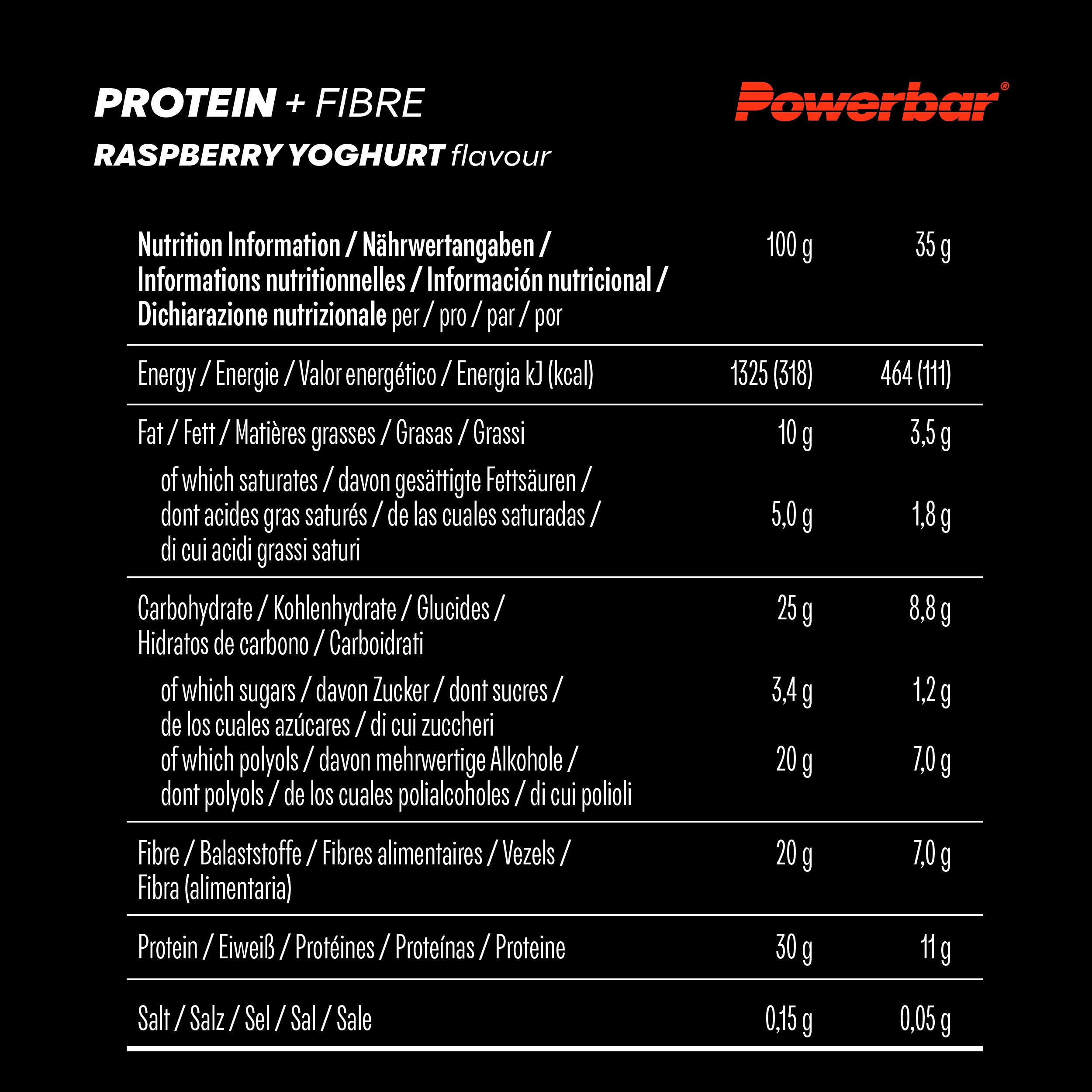 nutrition image for Protein Plus Fibre Raspberry Yoghurt - 1 Box (16 x 35g)