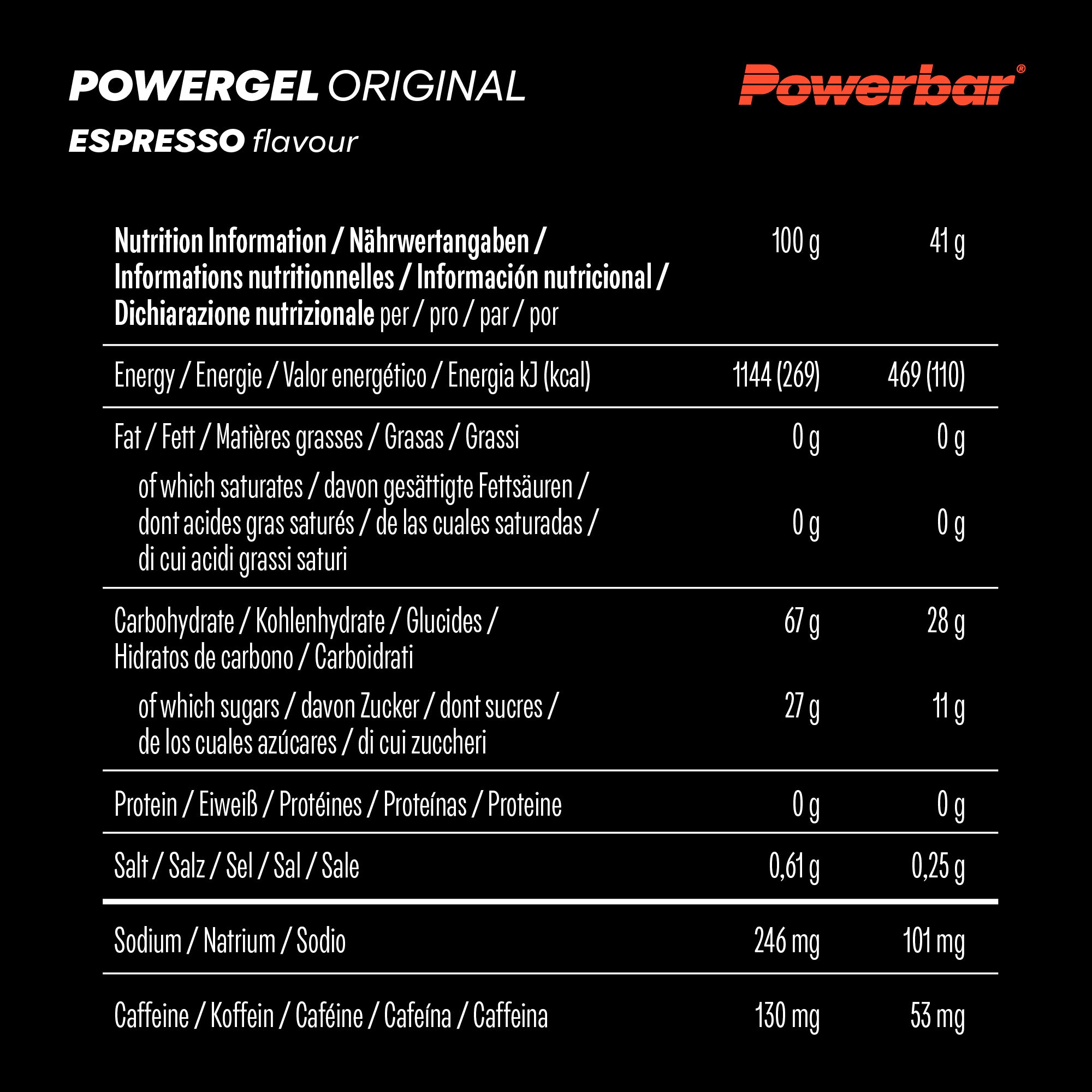 nutrition image for Powergel Original - 1 Box (24 x 41g) Espresso