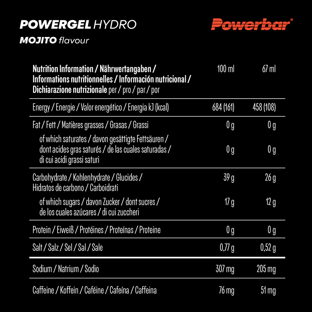 nutrition image for PowerGel Hydro - 1 Box (24 x 67ml) Mojito (+ Koffein)